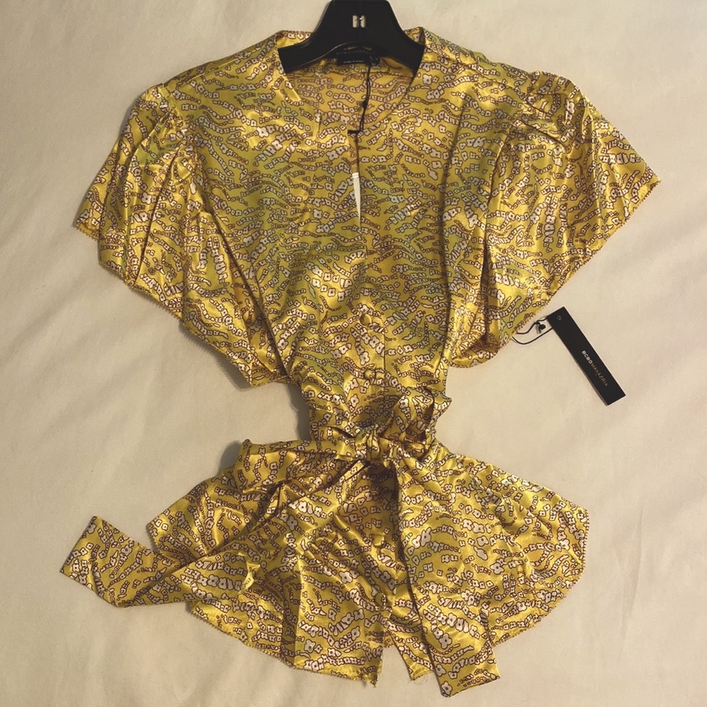 BCBGMaxazria gorgeous ribbon floral blouse